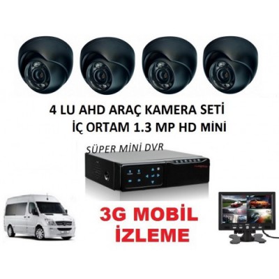 1.3mp Ahd 4 Kameralı Hd İçortam Oto Araç Seti 3g