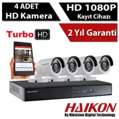 4 Kameralı Haıkon FullHD 2MP 1080P Kamera Güvenlik Sistemi