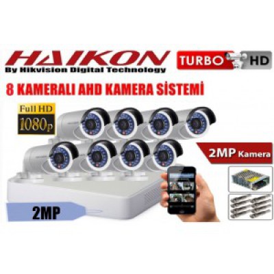 8 Kameralı Haıkon 2MP FULLHD 1080P Kamera Sistemi KURULUM DAHİL