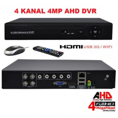 4 Kanal 4Mp AHD DVR Kayıt Cihazı HİBRİT DVR