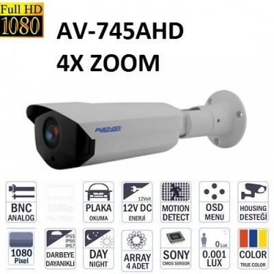 Avenir Av-745ahd 4X Zoom 2.4 Mp Gece Görüşlü Ahd Kamera