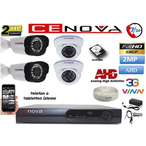 CENOVA 2MP 4 KAMERALI GÜVENLİK PAKETİ