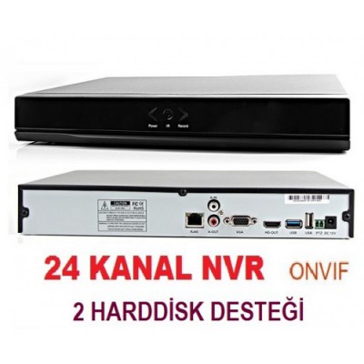 24 kanal NVR IP Kayıt Cihazı 2 HDD