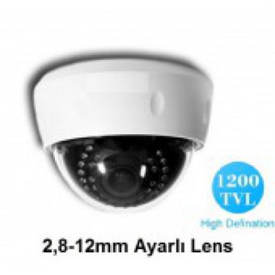 1200TVL 2,8-12mm Ayarlı Lens Dome Kamera