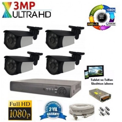 4 LÜ SİSTEM FULL HD 3MP 