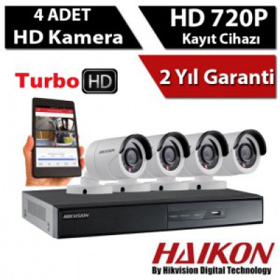 4 Kameralı Haıkon Hd 1MP 720p Kamera Güvenlik Sistemi