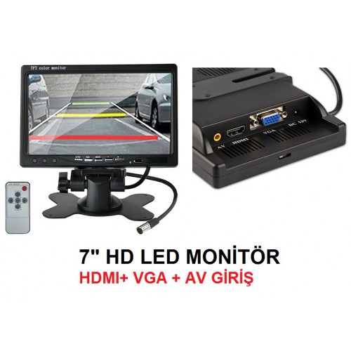 7" İnc Hd Led Hdmı, Vga, Av Araç İçi Monitör