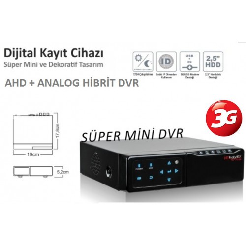 Mini 4 Kanal Mobil Ahd 5 İn1 Mobil Dvr 3g İzlemeli