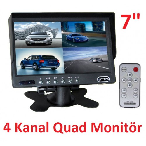 7 inç LCD OTO ARAÇ QUAD MONİTÖR, EKRANI DÖRDE BÖLER