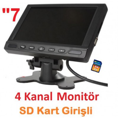 7 inç MONİTÖR, 4 KAMERA GİRİŞLİ KAYITLI