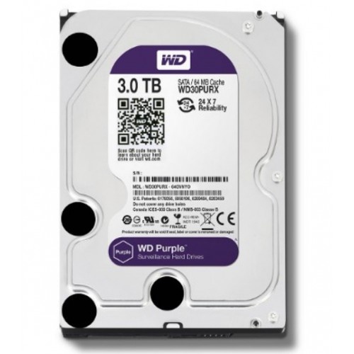 WD PURPLE 3TB 64MB SATA3 7/24 Harddisk